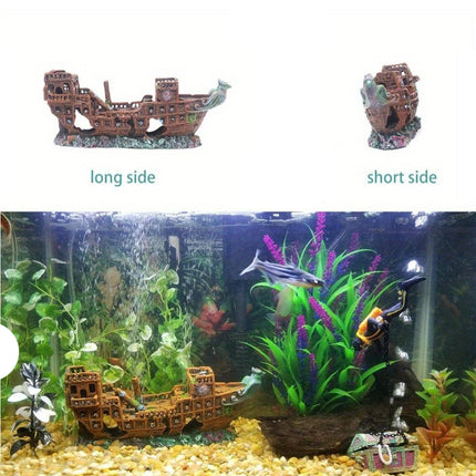 Aquarium Pirate Ship Submarine Aircraft Decoration Fish Tank Background Ornament