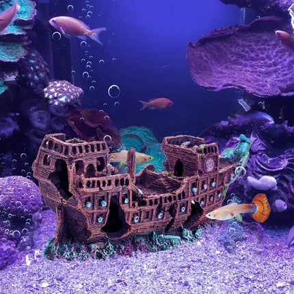 Aquarium Pirate Ship Submarine Aircraft Decoration Fish Tank Background Ornament
