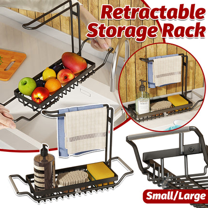 Kitchen Stainless Steel Cloth Rack Sink Retractable Storage Rack Space Saving