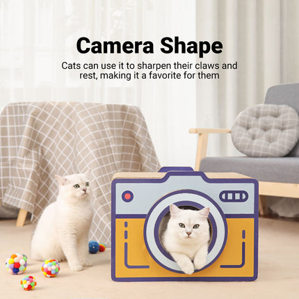 Cat Scratcher Bed Retro Camera Design Corrugated Cardboard Cat Nest Pet House