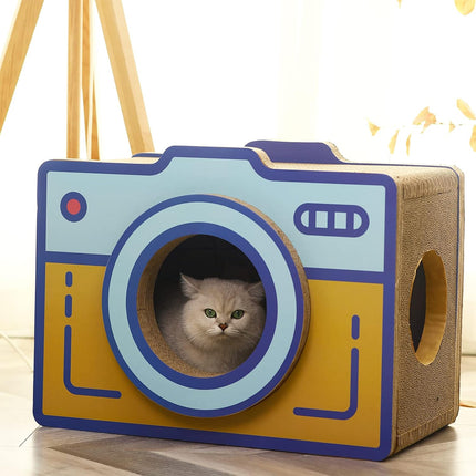 Cat Scratcher Bed Retro Camera Design Corrugated Cardboard Cat Nest Pet House