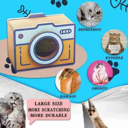 Cat Scratcher Bed Retro Camera Design Corrugated Cardboard Cat Nest Pet House