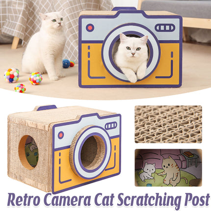 Cat Scratcher Bed Retro Camera Design Corrugated Cardboard Cat Nest Pet House