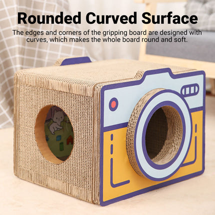 Cat Scratcher Bed Retro Camera Design Corrugated Cardboard Cat Nest Pet House