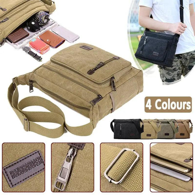 Retro Men's Canvas Shoulder Messenger Bag Crossbody Satchel Travel Man's Bags AU - Aimall