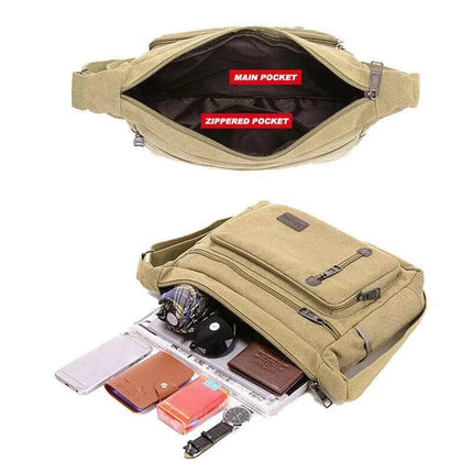 Retro Men's Canvas Shoulder Messenger Bag Crossbody Satchel Travel Man's Bags AU - Aimall