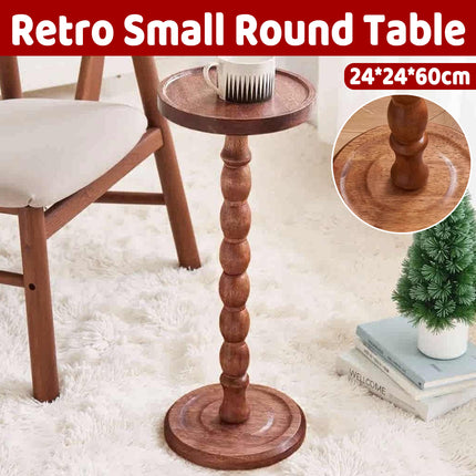 Vintage Solid Wood Side Table Small Round Table Sturdy Anti Slip Easy Clean