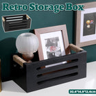 Retro Square Wooden Storage Box Home Organizer Photo Frame Trinket Case Decor