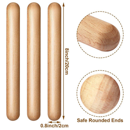 Wooden Rhythm Sticks Musical Teaching Aids Natural Wood Colour Non Toxic Use