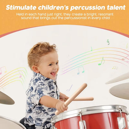 Wooden Rhythm Sticks Musical Teaching Aids Natural Wood Colour Non Toxic Use