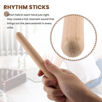Wooden Rhythm Sticks Musical Teaching Aids Natural Wood Colour Non Toxic Use