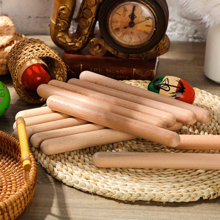 Wooden Rhythm Sticks Musical Teaching Aids Natural Wood Colour Non Toxic Use