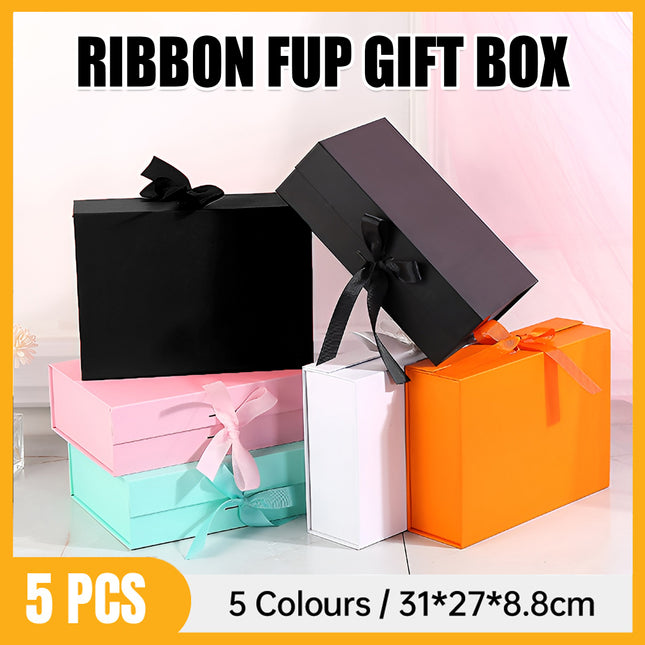 Elegant Ribbon Flip Folding Gift Boxes Multiple Colors High-Quality Cardboard