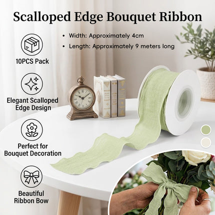 Scalloped Edge Ribbon Set 10 Rolls Bouquet Gift Wrap Craft Decoration Bows