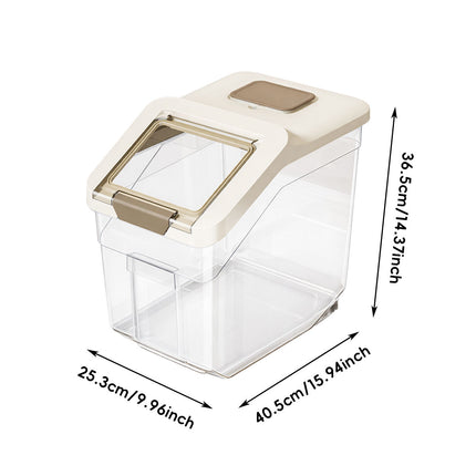 25kg Rice Storage Container Grain Dispenser Buckle Lid Measuring Cup Scoop