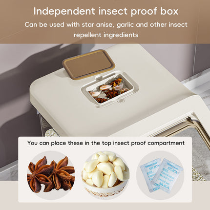 25kg Rice Storage Container Grain Dispenser Buckle Lid Measuring Cup Scoop