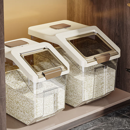 25kg Rice Storage Container Grain Dispenser Buckle Lid Measuring Cup Scoop