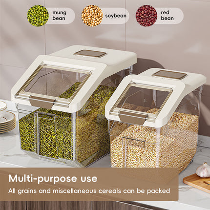 25kg Rice Storage Container Grain Dispenser Buckle Lid Measuring Cup Scoop