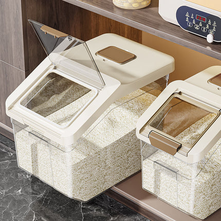 25kg Rice Storage Container Grain Dispenser Buckle Lid Measuring Cup Scoop