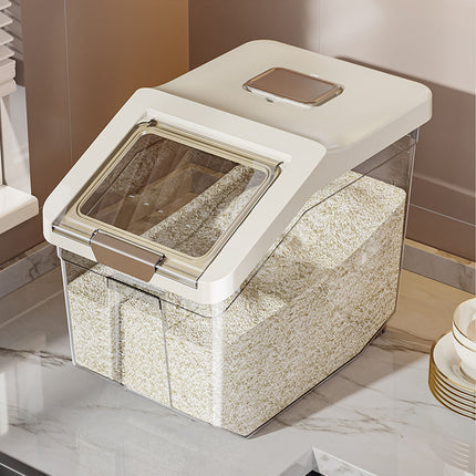 25kg Rice Storage Container Grain Dispenser Buckle Lid Measuring Cup Scoop