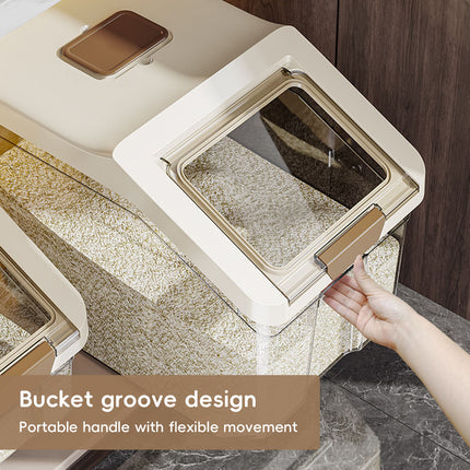 25kg Rice Storage Container Grain Dispenser Buckle Lid Measuring Cup Scoop