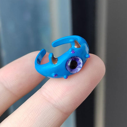 Little Monster Open Ring Cute Kitty Cat Cyber Celebrity Sweet Funny Demon Blue-eyed Monster