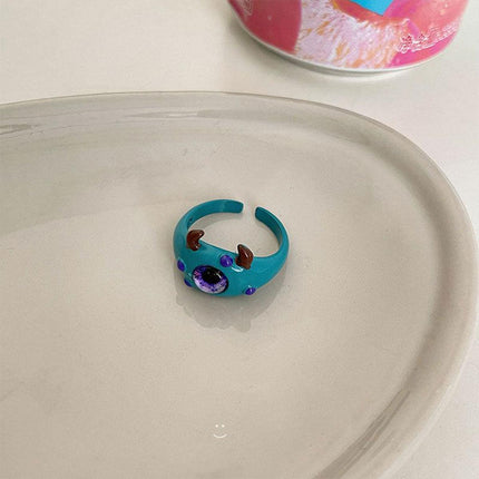 Little Monster Open Ring Cute Kitty Cat Cyber Celebrity Sweet Funny Demon Blue-eyed Monster