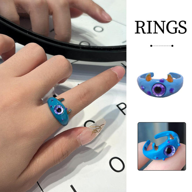 Little Monster Open Ring Cute Kitty Cat Cyber Celebrity Sweet Funny Demon Blue-eyed Monster