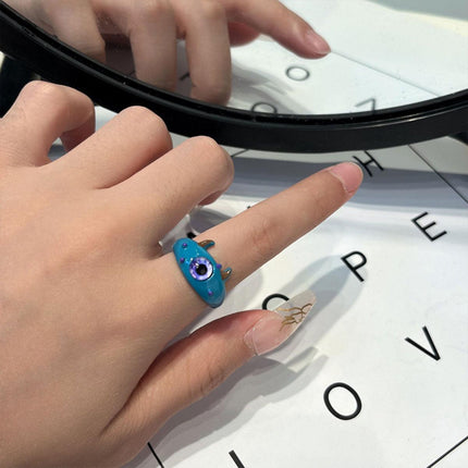 Little Monster Open Ring Cute Kitty Cat Cyber Celebrity Sweet Funny Demon Blue-eyed Monster