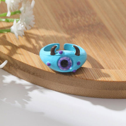 Little Monster Open Ring Cute Kitty Cat Cyber Celebrity Sweet Funny Demon Blue-eyed Monster