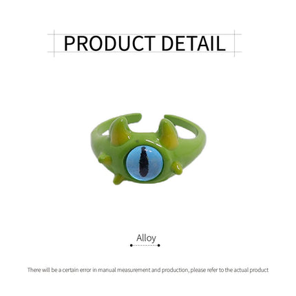 Green Little Monster Open Ring Cute Kitty Cat Monster Celebrant Sweet Ring Funny Demon