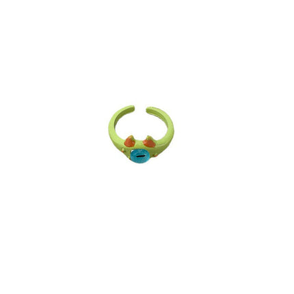 Green Little Monster Open Ring Cute Kitty Cat Monster Celebrant Sweet Ring Funny Demon