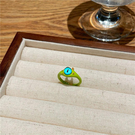 Green Little Monster Open Ring Cute Kitty Cat Monster Celebrant Sweet Ring Funny Demon