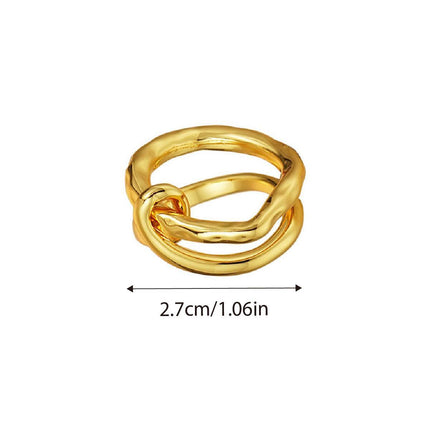 Brass Gold-Plated Twist Knot Ring Retro Geometric Ring Fashion Jewelry