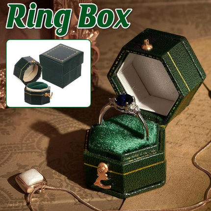 Green Mini Jewellery  Octagonal Box Ring Storage Organizer Case Small Travel Box for Rings