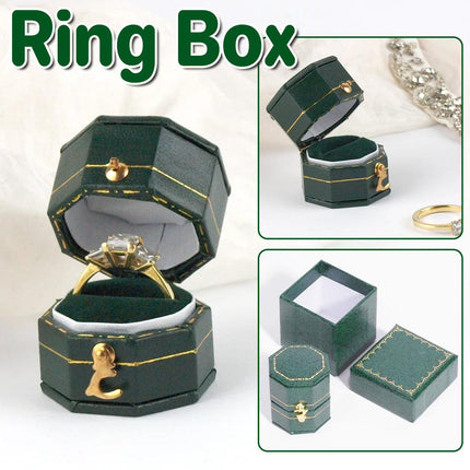 Green Mini Jewellery  Octagonal Box Ring Storage Organizer Case Small Travel Box for Rings