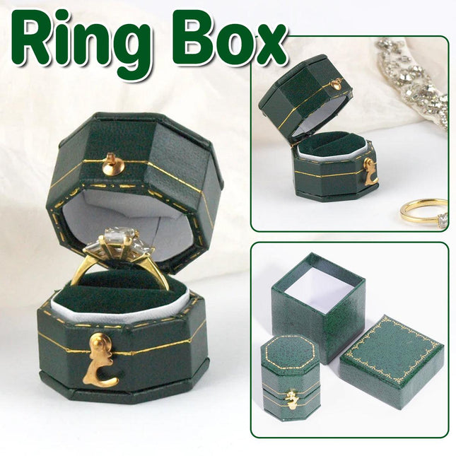 Green Mini Jewellery  Octagonal Box Ring Storage Organizer Case Small Travel Box for Rings