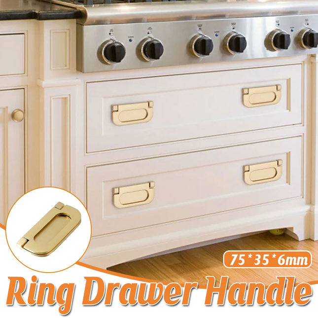 Flat Handle Ring Drawer Cabinet Pull Gold Furniture Door Handle Modern Style