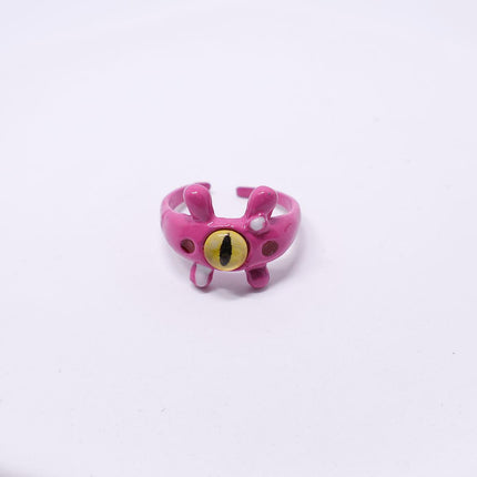 Pink Little Monster Open Ring Cute Kitty Cat Celebrity Sweet Ring Funny Devil Little Pink Rabbit