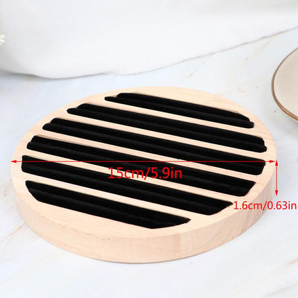 Wooden Round Ring Holder Display Stand Jewellery Storage Accessory Organizer