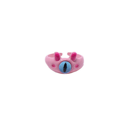 Pink Little Monster Open Ring Cute Kitten Cat Celebrity Sweet Funny Devil Little Cabi