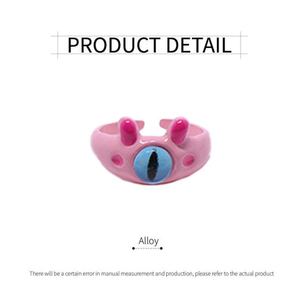 Pink Little Monster Open Ring Cute Kitten Cat Celebrity Sweet Funny Devil Little Cabi