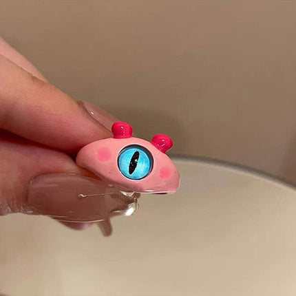 Pink Little Monster Open Ring Cute Kitten Cat Celebrity Sweet Funny Devil Little Cabi