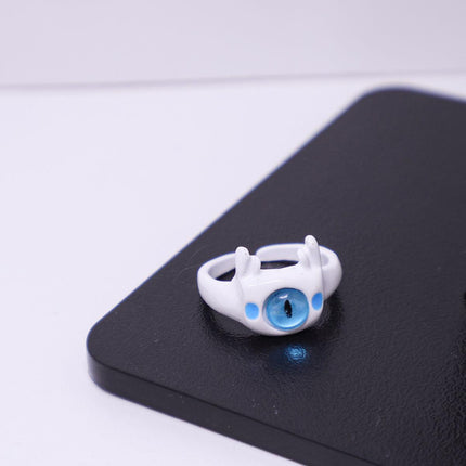 Small Monster Open Ring Cute Kitty Cat Monster Cyber Celebrous Sweet Ring Funny Devil White