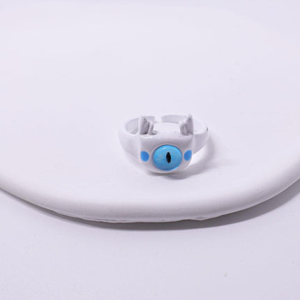 Small Monster Open Ring Cute Kitty Cat Monster Cyber Celebrous Sweet Ring Funny Devil White