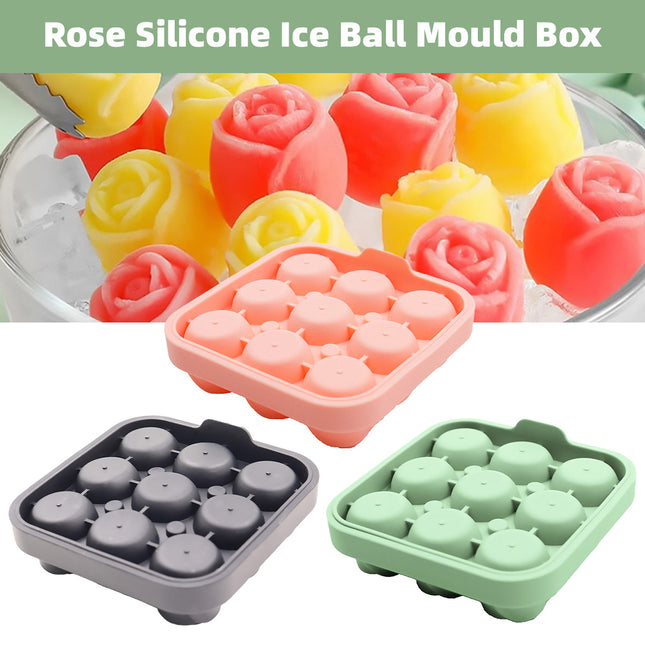 Rose Silicone Ice Ball Mould Box Ice Compartment Tray For Home Bar Drink Making