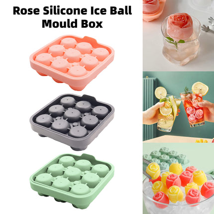 Rose Silicone Ice Ball Mould Box Ice Compartment Tray For Home Bar Drink Making
