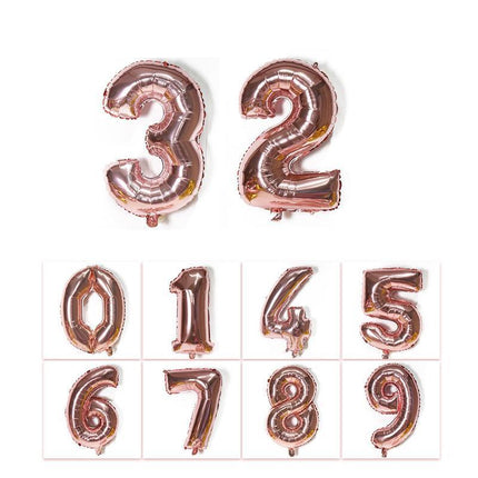Rose Gold 32" Foil Number Balloon 81cm Birthday Party Wedding - Aimall