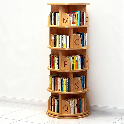 Solid Wood Rotating Bookshelf 360° Spinning Bookcase Wall Mount Storage