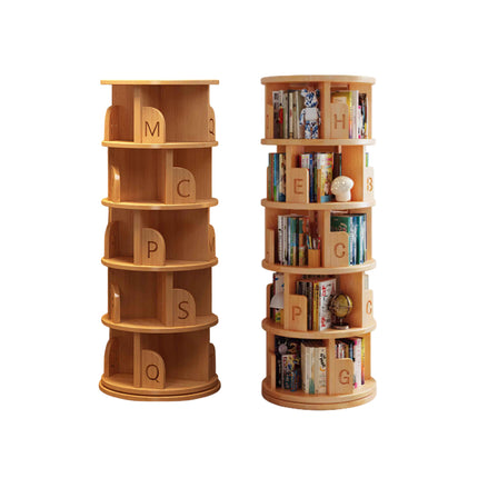 Solid Wood Rotating Bookshelf 360° Spinning Bookcase Wall Mount Storage